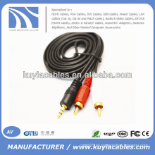 Macho a macho 3.5mm a 2rca estéreo Cable AV para computadora / VCD / DVD / HDTV / MP3